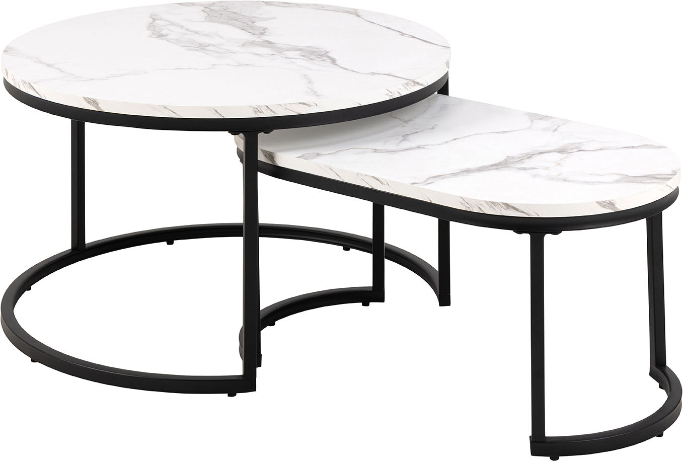 Rivan Salontafel - 70 x 70 cm - Wit Marmer look - Set van 2