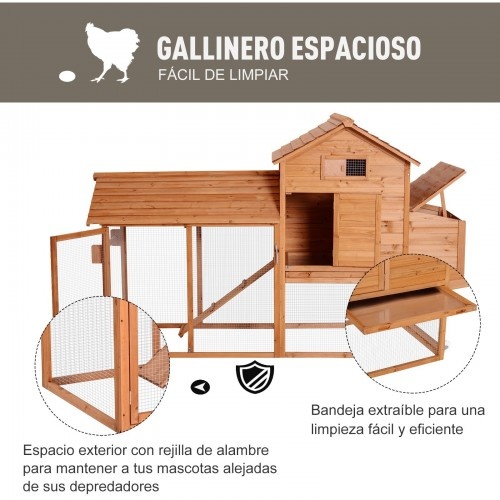 Galinheiro Integrado Run PawHut, Cor Madeira