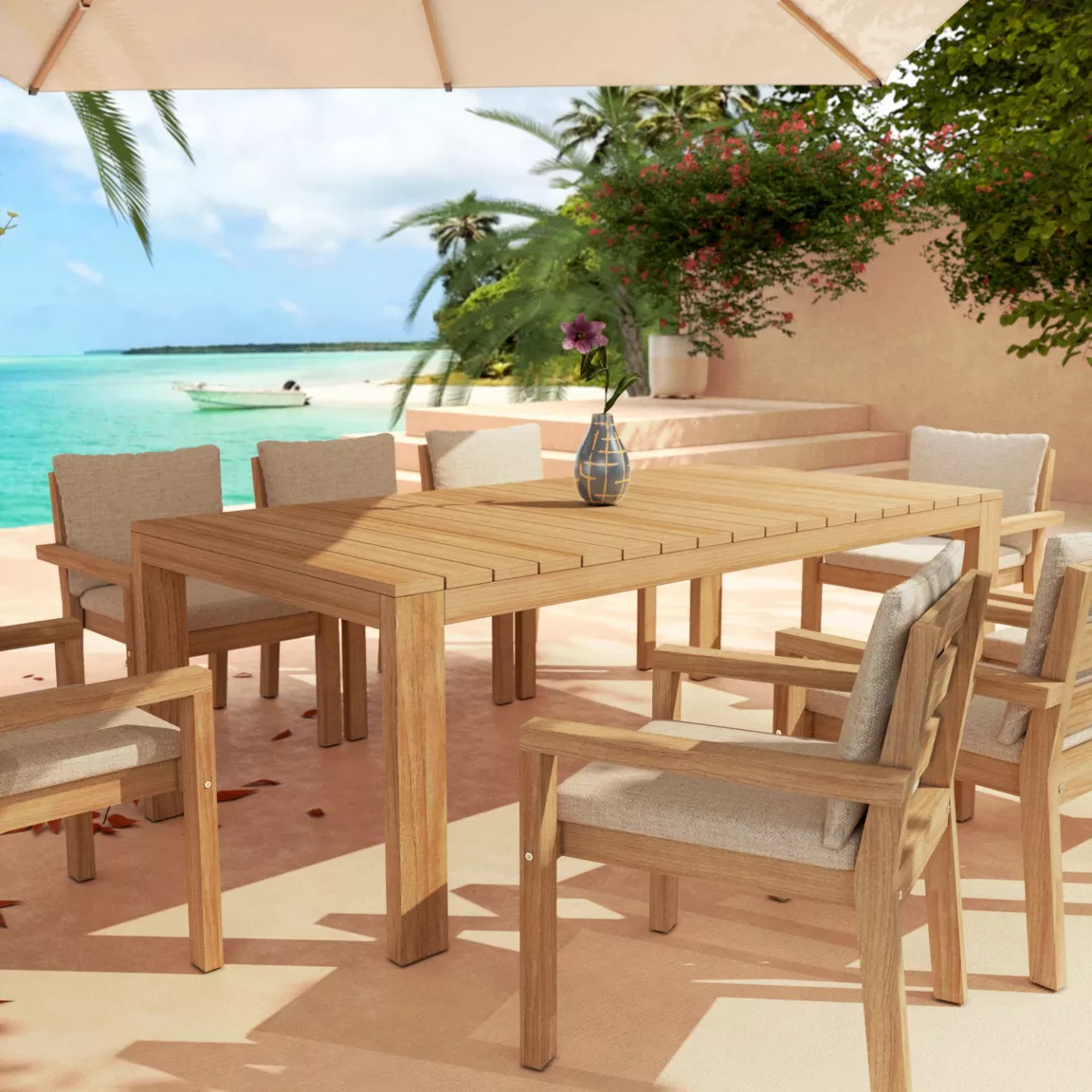 Lot de 2 fauteuils de jardin empilables en bois d'acacia Bornéo Sable