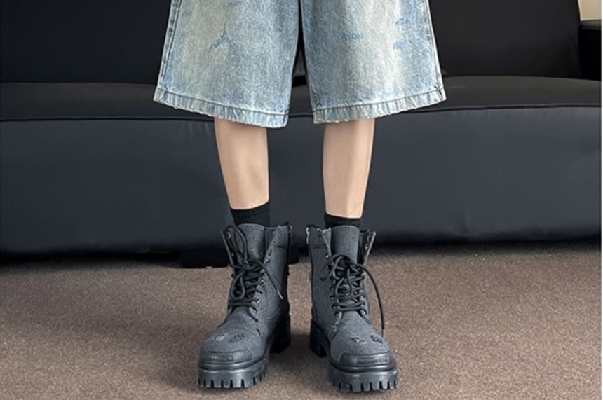 ROOSE - Denim shorts met hoge taille en wijde pijpen
