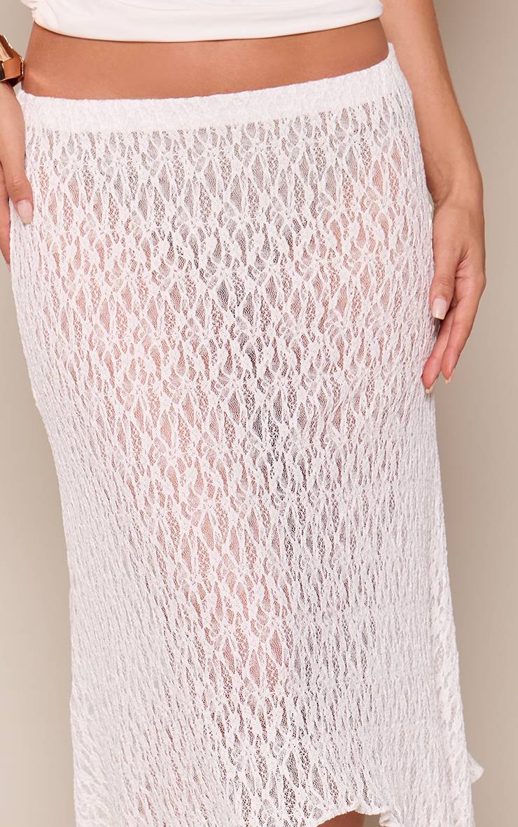Blanc Jupe Mi-longue En Dentelle Texturée