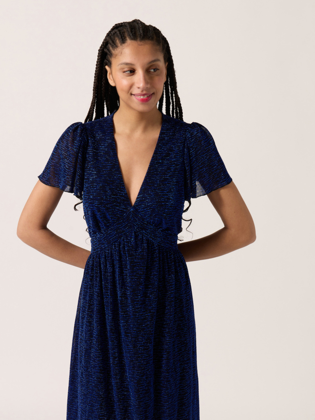 Robe maille détails fils métallisés