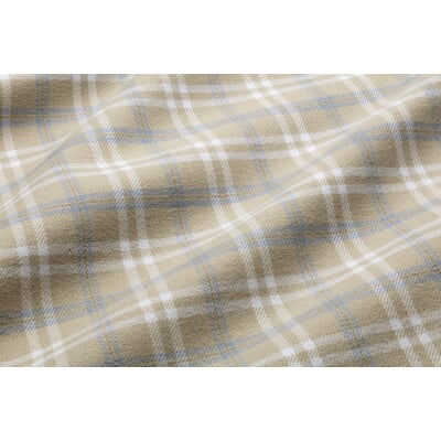 Kopfkissenbezug Flanell kariert, Beige-Blau, 40 × 40 cm