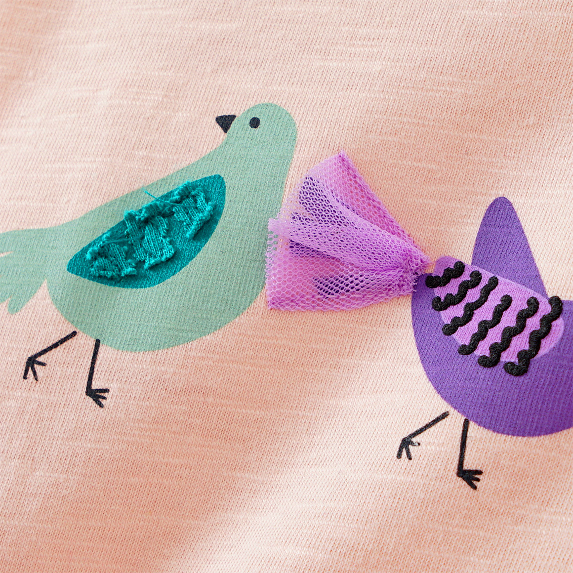 Topomini Baby Langarmshirt mit Vogel-Motiv zartrosa