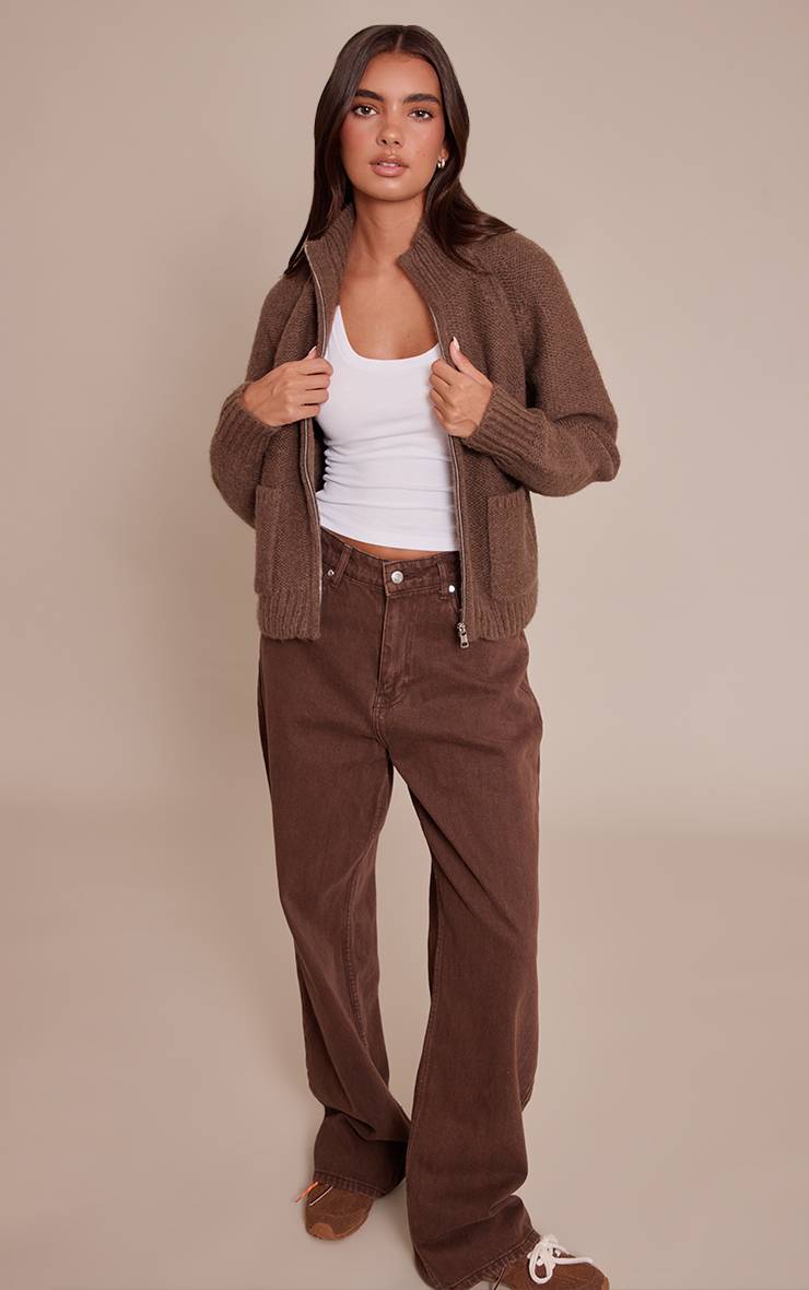 Chocolat Cardigan En Maille Zippé Avec Détail De Poches