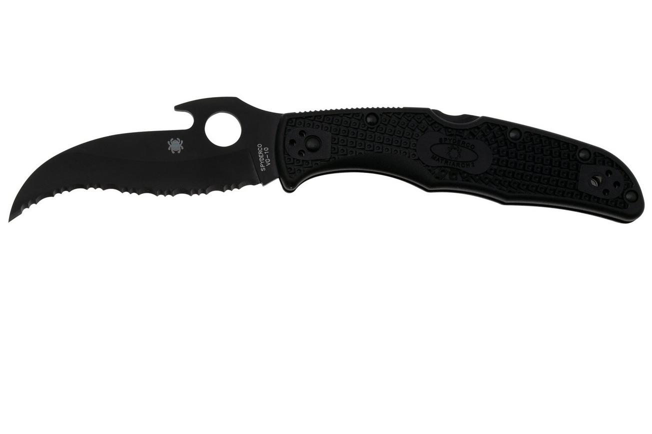Spyderco Matriarch 2 Emerson Opener Black C12SBBK2W Black FRN, serrated zakmes