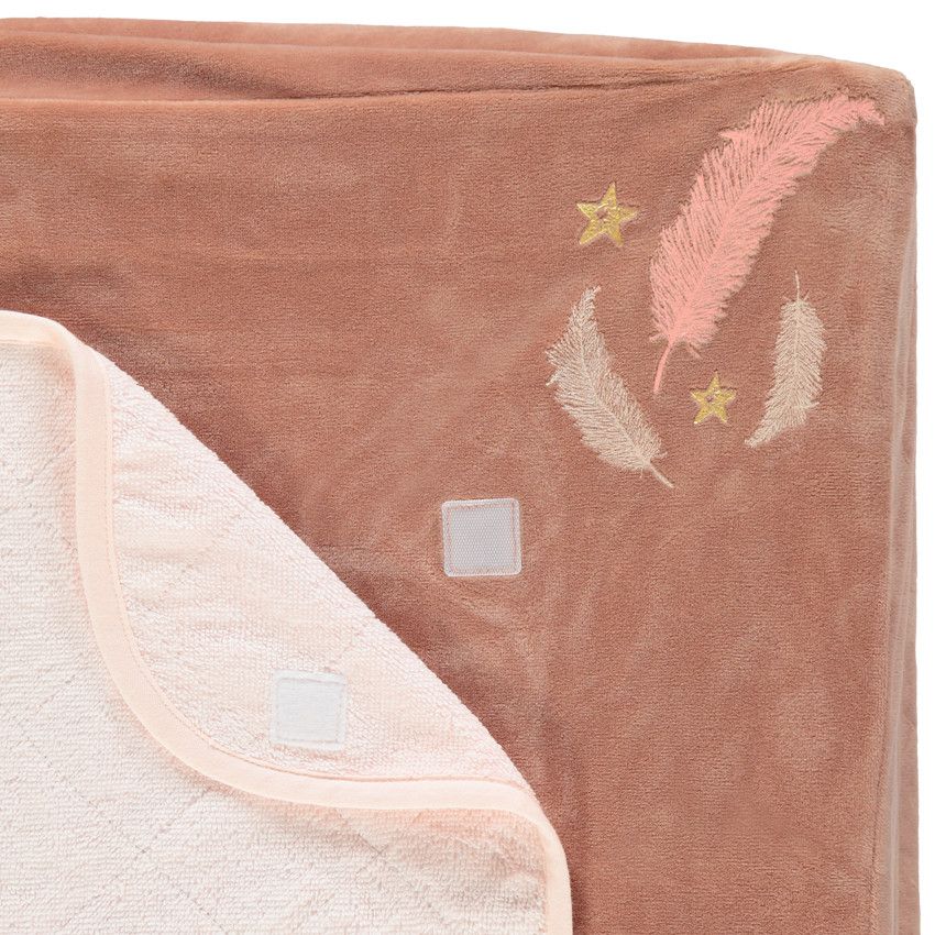 Housse de matelas à langer motif plumes et étoiles - Rouge