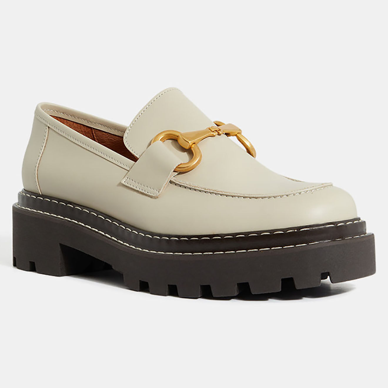 Galeries Lafayette Mocassins en Cuir lisse beiges