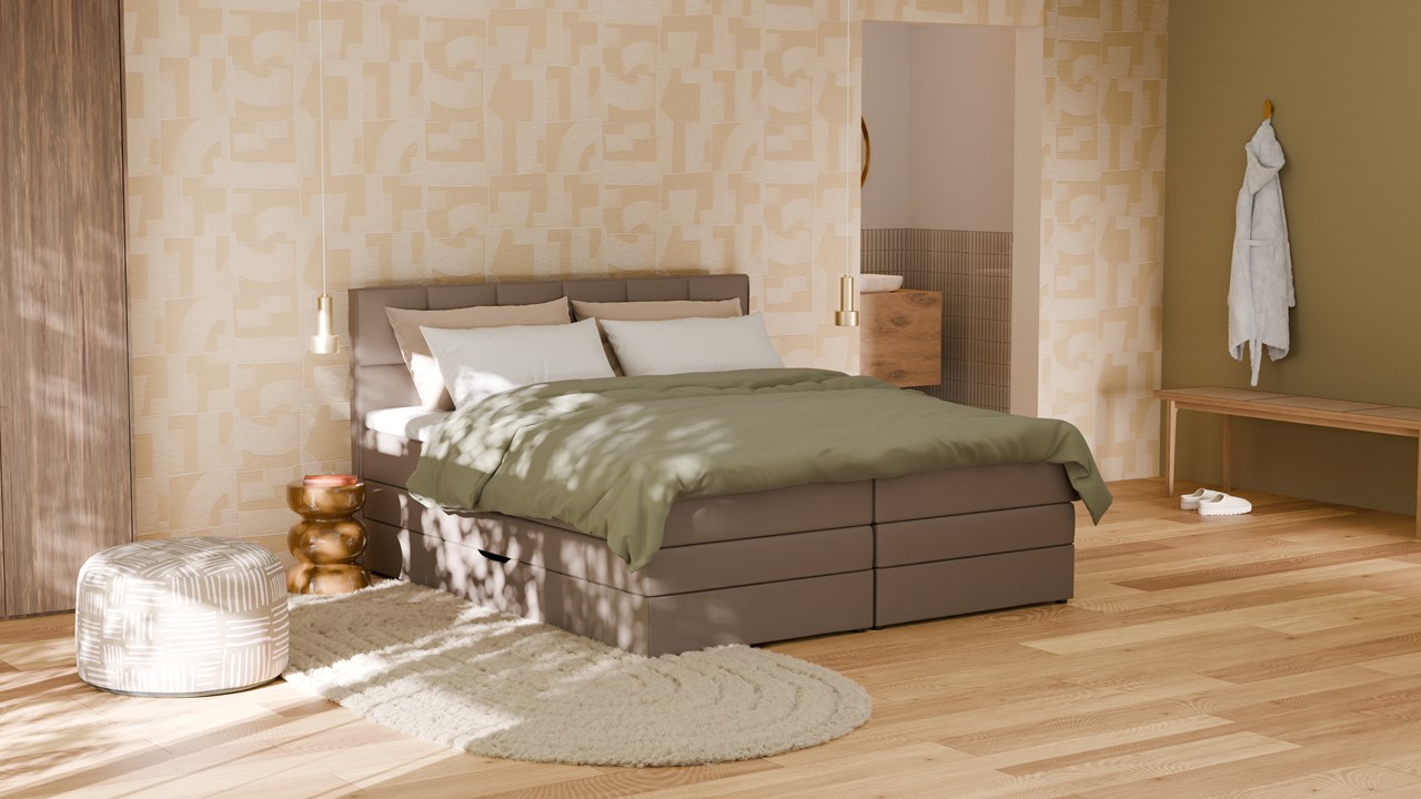 Opbergboxspring Jade - Matte leather taupe
