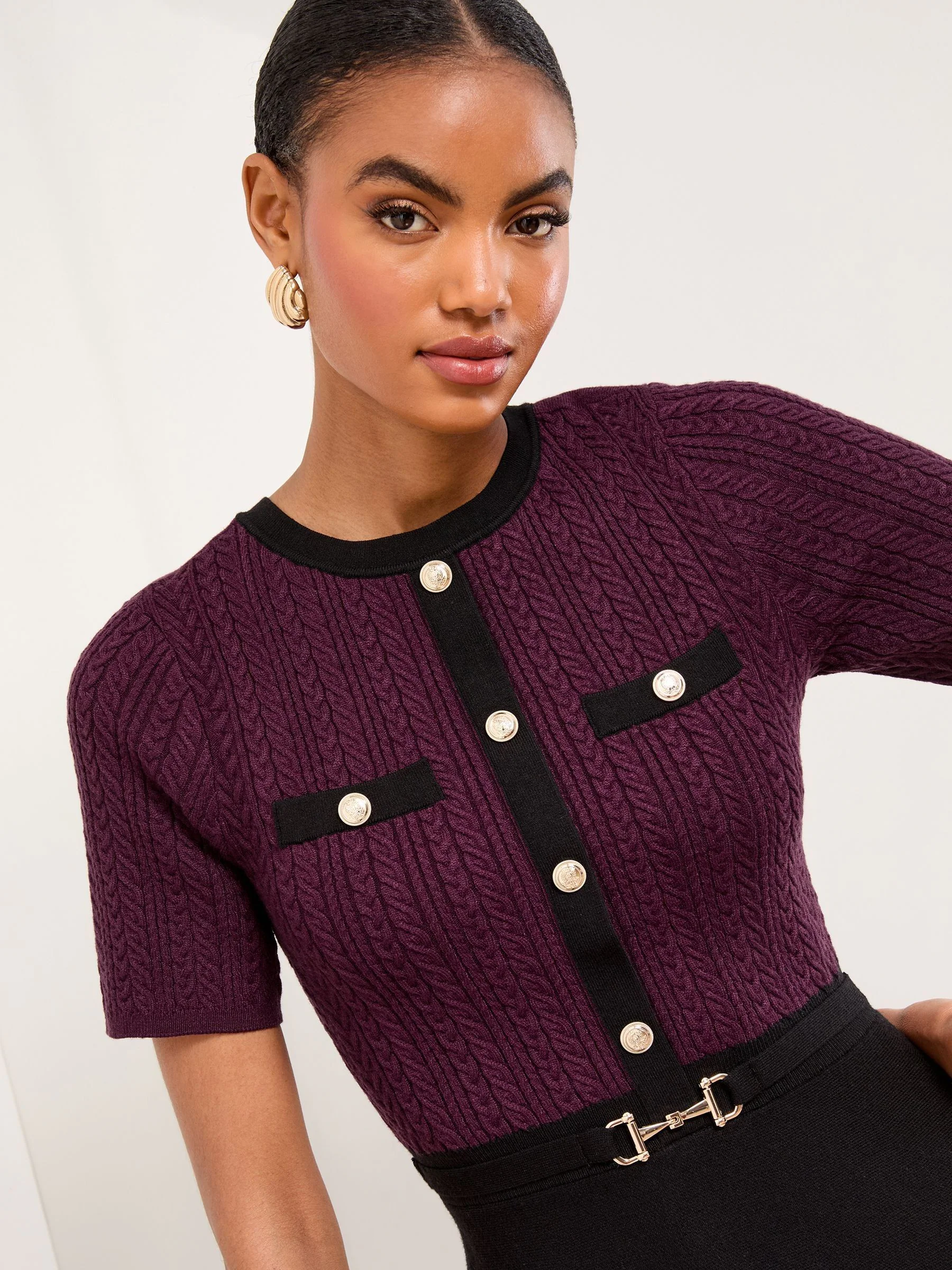 Lipsy Mini Tipped Cable Knitted Snaffle Belt Dress