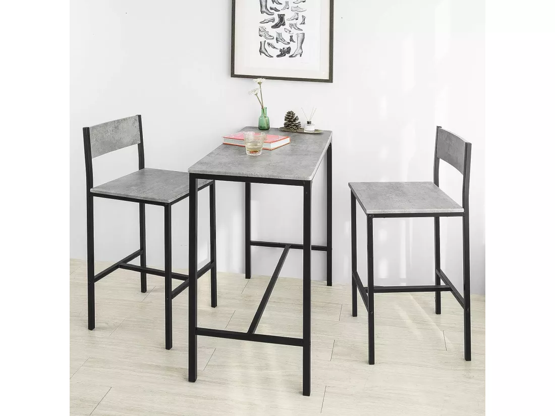Lot de 2 Chaises Hautes Tabourets de Bar Cuisine Chaises de Bar avec Repose-Pieds,SoBuy FST53-HGx2