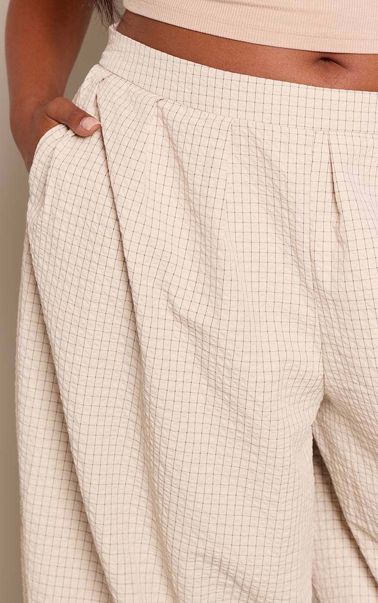 Gris Pierre Short Bouffant En Coton À Carreaux Grande Taille