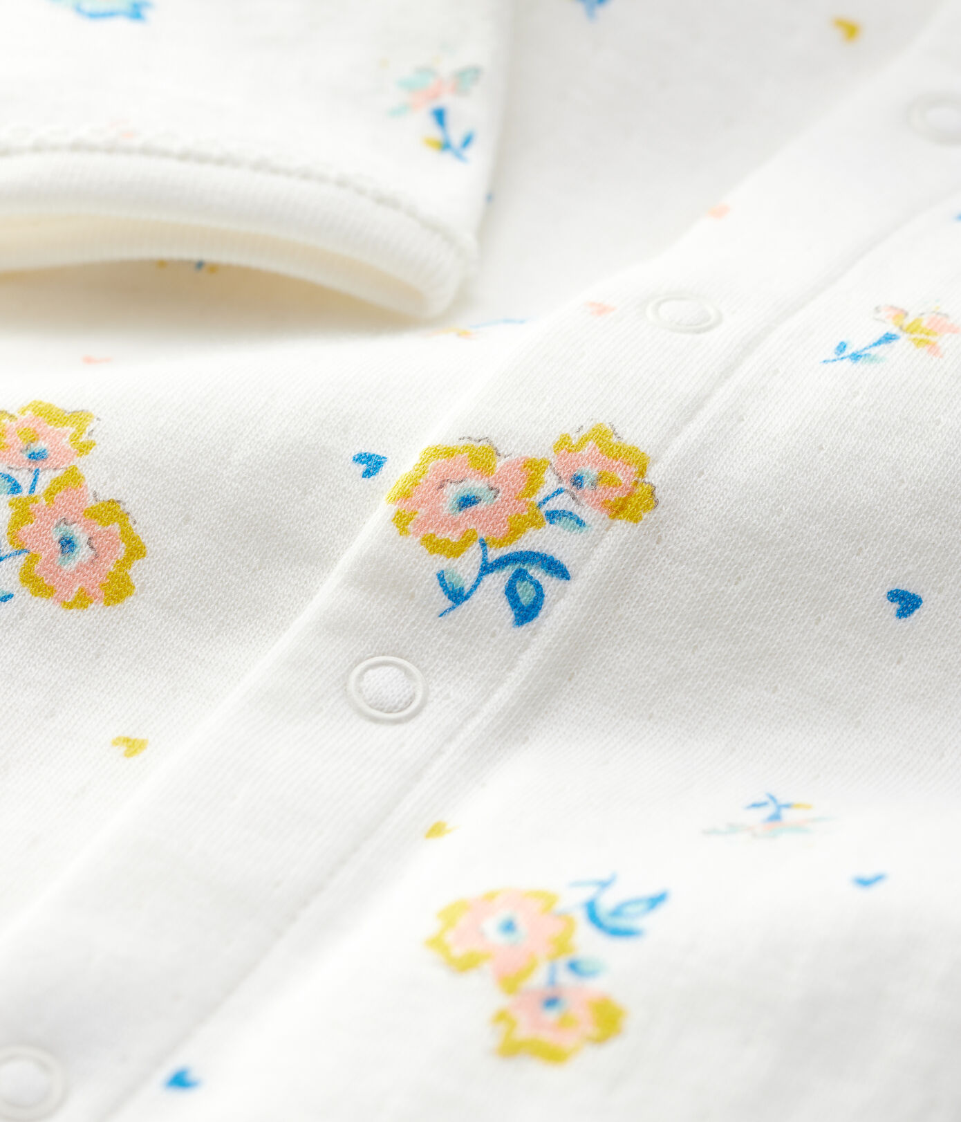 Dors-bien à col imprimé fleurs bébé en velours de coton biologique