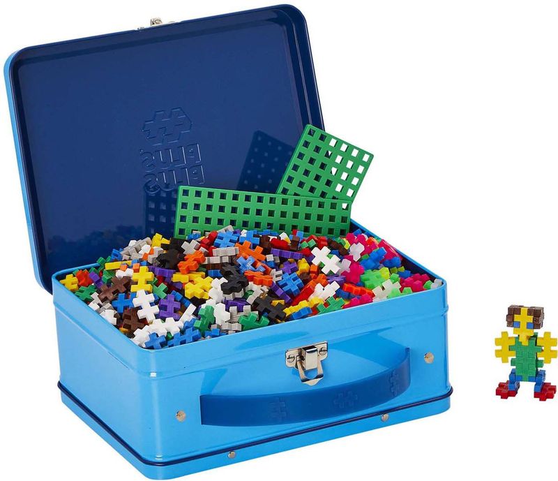 Plus-Plus - Basic Reiskoffer - Bouwset - Blauw - 600 Delige Set met Bouwstenen - Vanaf 5 Jaar
