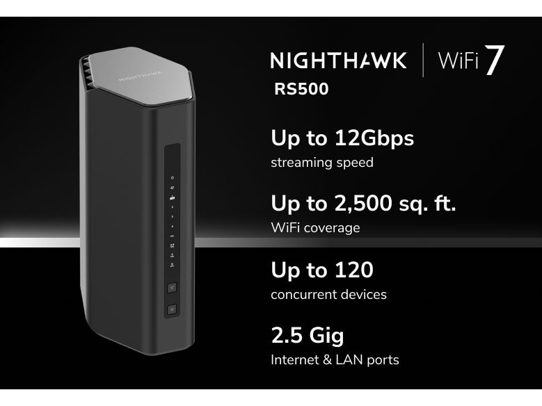 Netgear Tri-Band WiFi Router RS500 Nighthawk WiFi 7 Netgear RS500 Nighthawk WiFi 7 Router (bis zu 12 Gbps)