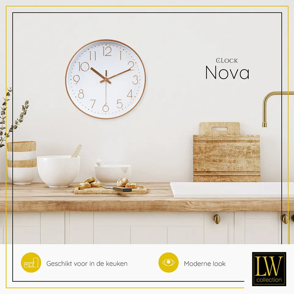 LW Collection Keukenklok Nova rosé 30cm