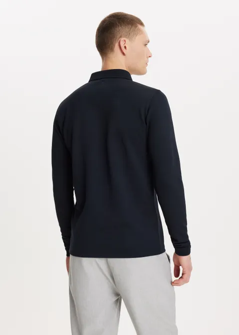 Lange mouwen polo met rits blauw (BLW.D)