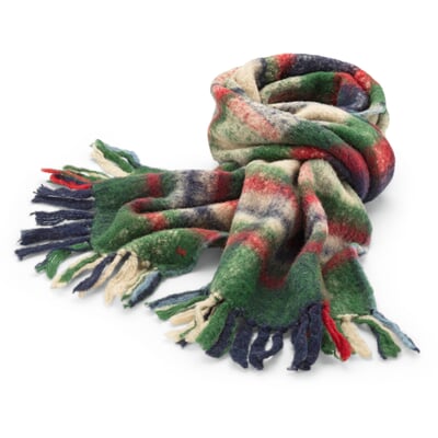Unisex-Wollschal mit Fransen N° 760, Blau-Grün