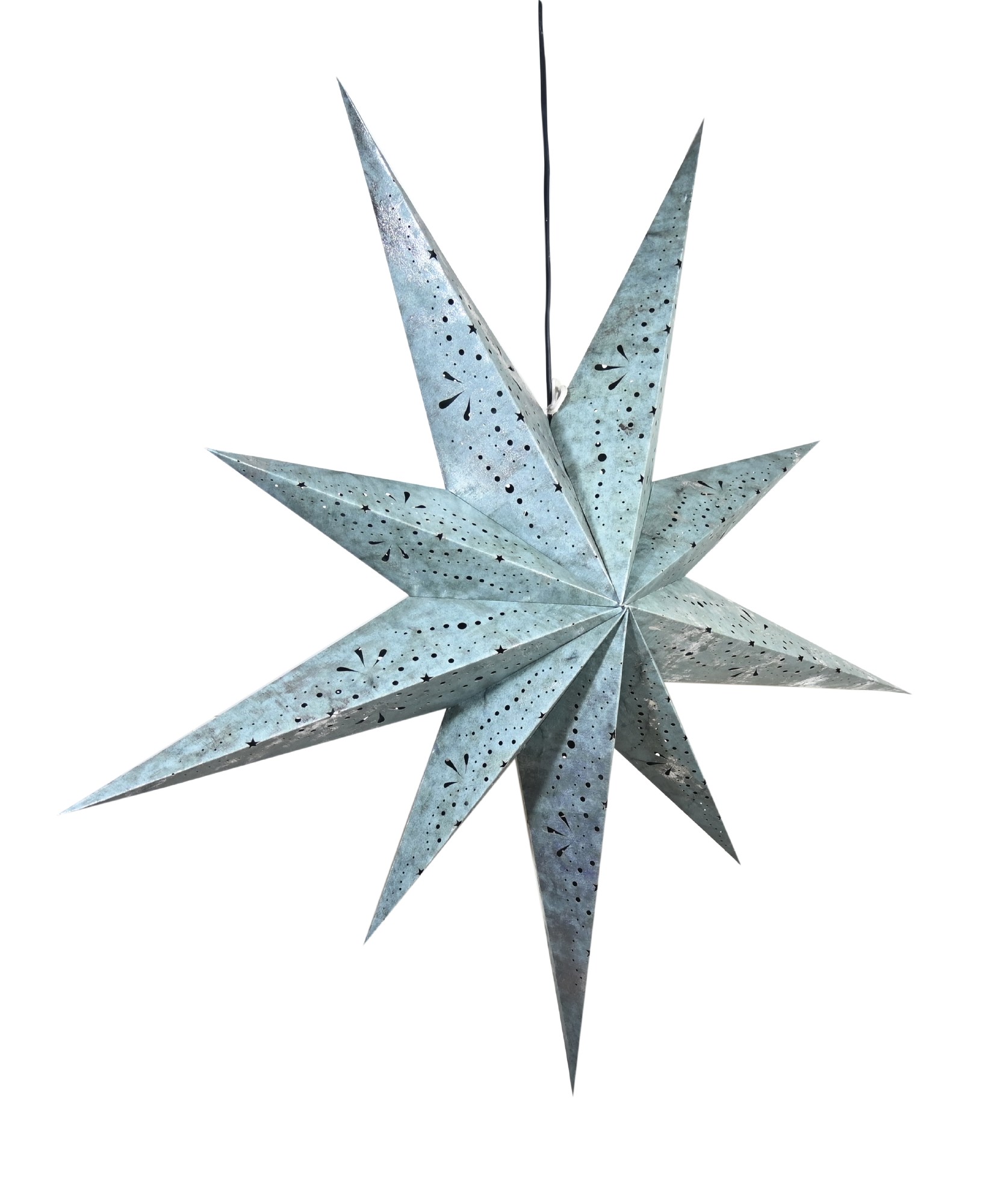 Papierlampe Stern 'Reena', silber-blau, Ø 100 cm, T 26 cm von fischer's lagerhaus