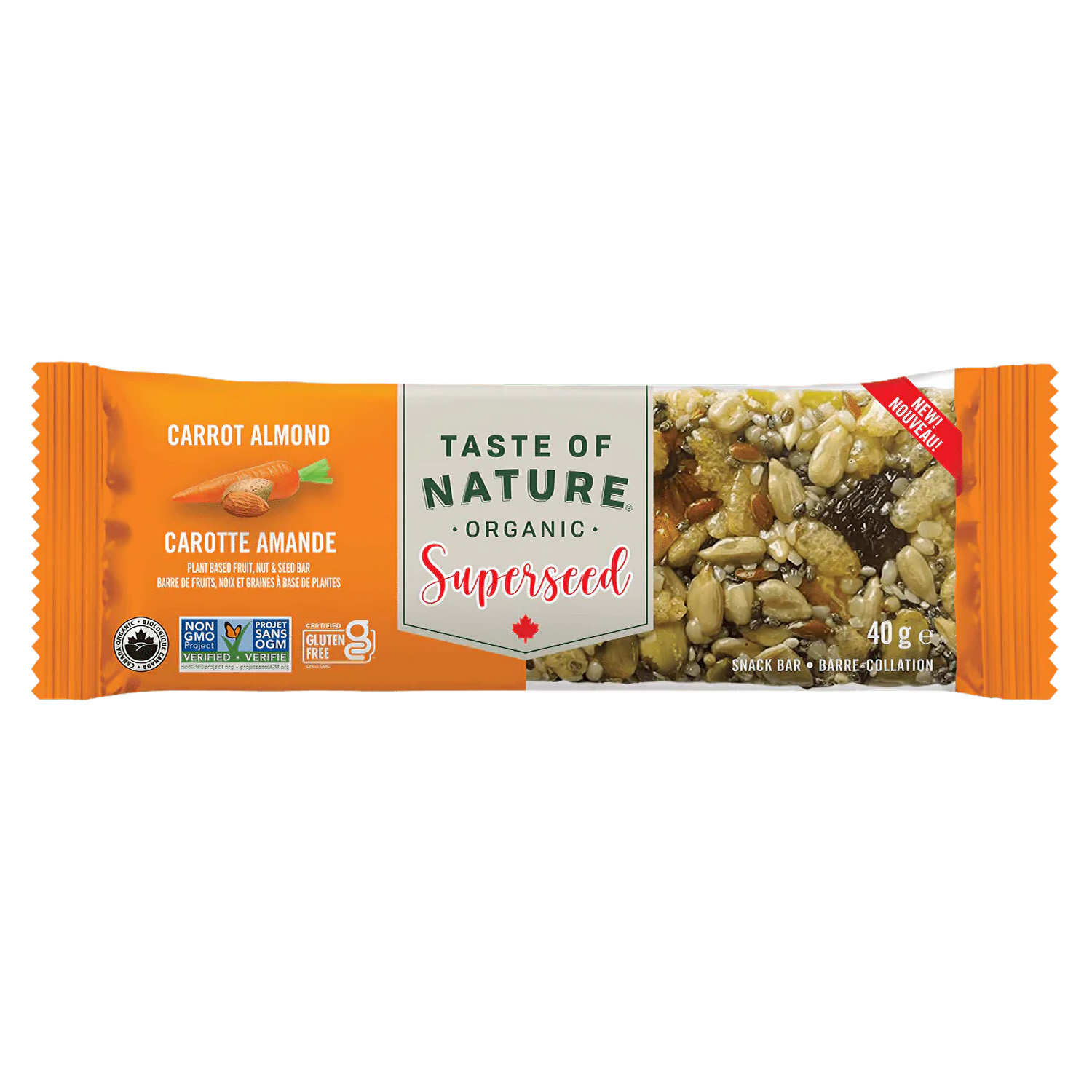 Barre bio à la carotte et aux amandes - Vegan et sans gluten