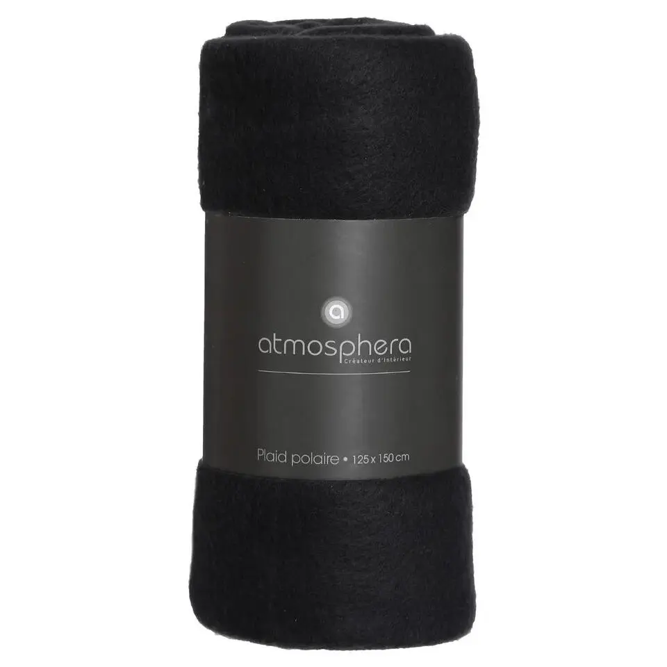 Atmosphera Plaid - zwart - polyester - 125 x 150 cm