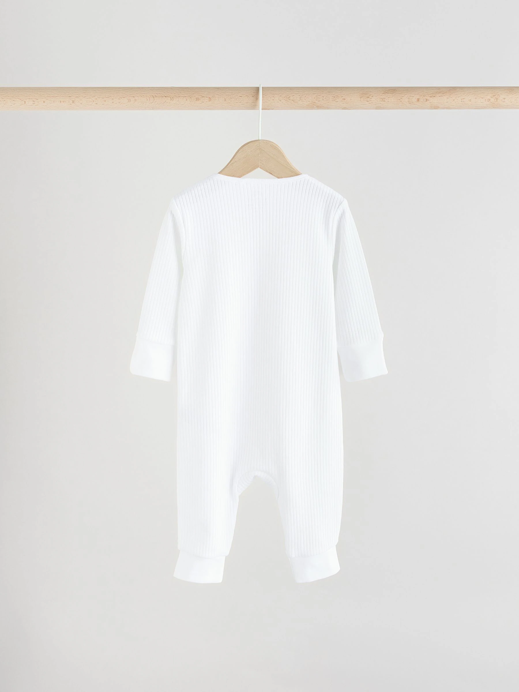 Wit - Set van 3 babypyjama's zonder voetjes met tweewegrits van 100% katoen (0mnd -2jr)