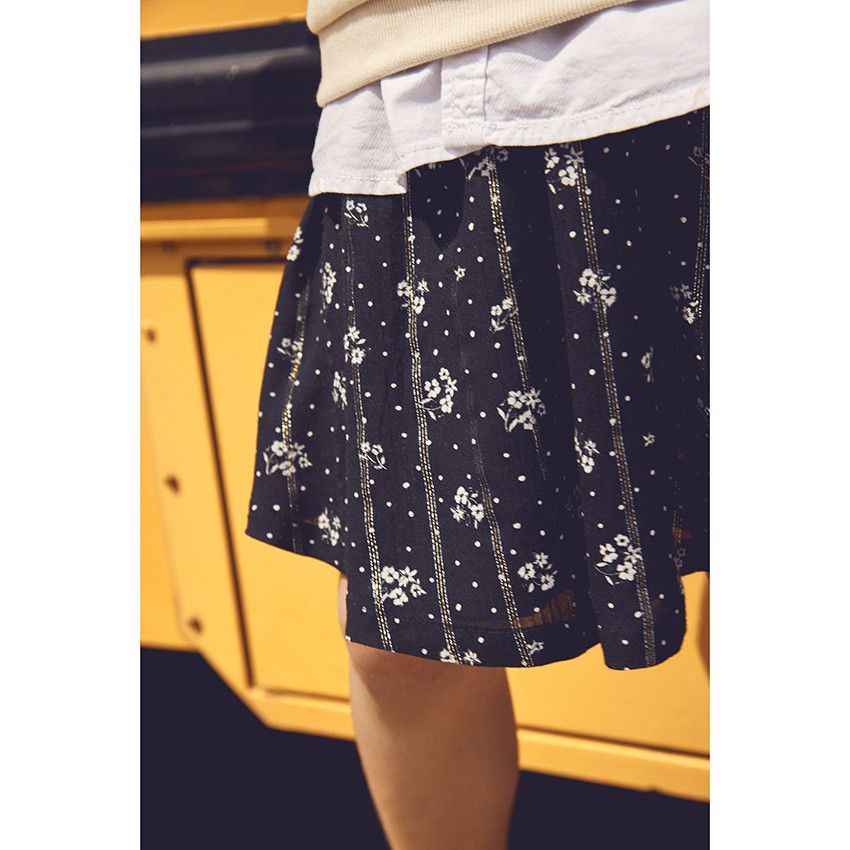 Jupe patineuse à taille smockée pour fille - Noir
