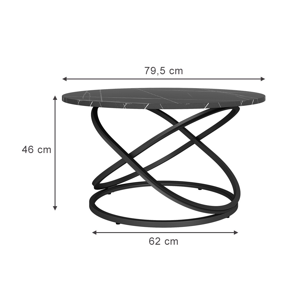 Vicco Couchtisch Calgary Schwarz Marmor-Optik 80 x 46 cm Wohnzimmertisch