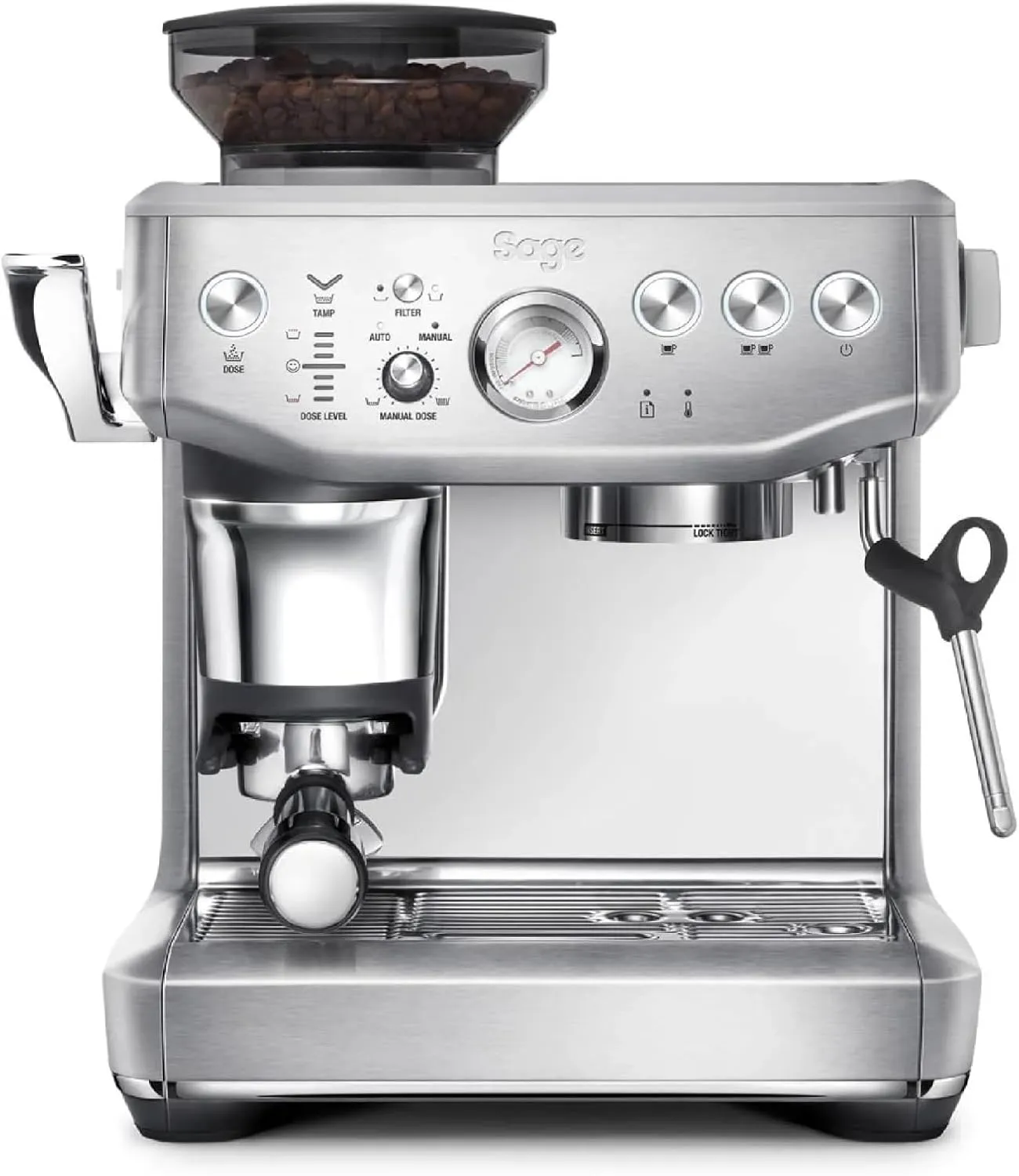 Sage - The Barista Express Impress - Kaffeevollautomat mit manuellem Milchaufschäumer - Gebürsteter Edelstahl