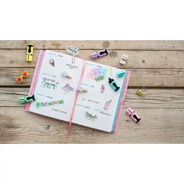 7 Mini Textmarker Pastel 5er-Set