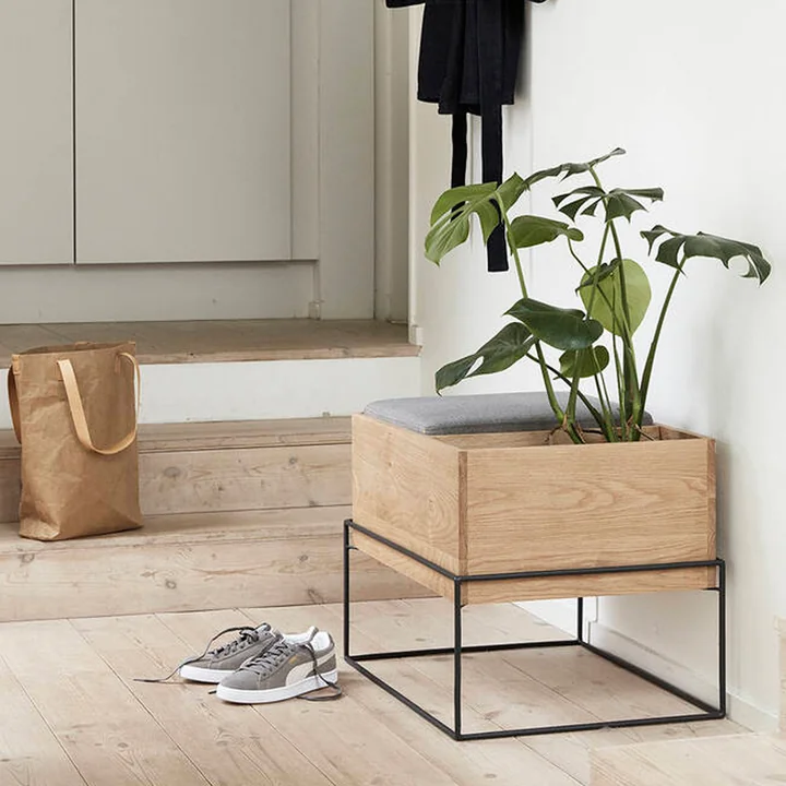 Hübsch Interior - Bank mit Kissen und Aufbewahrung, L 64 cm / Eiche
