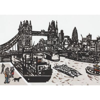 Black Dog At Tower Bridge Card