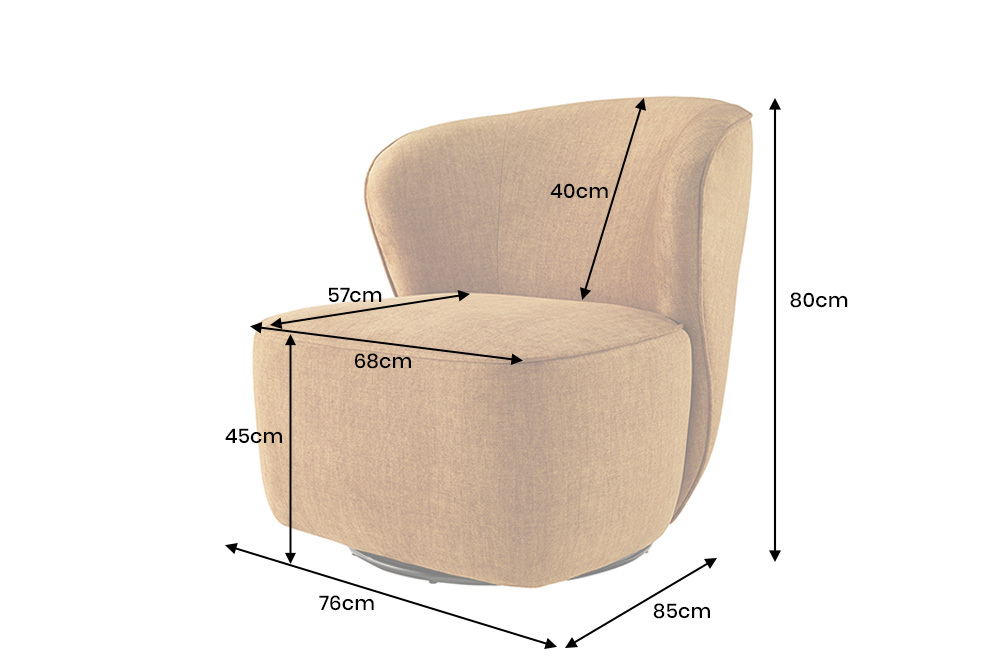 Drehbarer Design Sessel GATSBY senfgelb Samt 360°