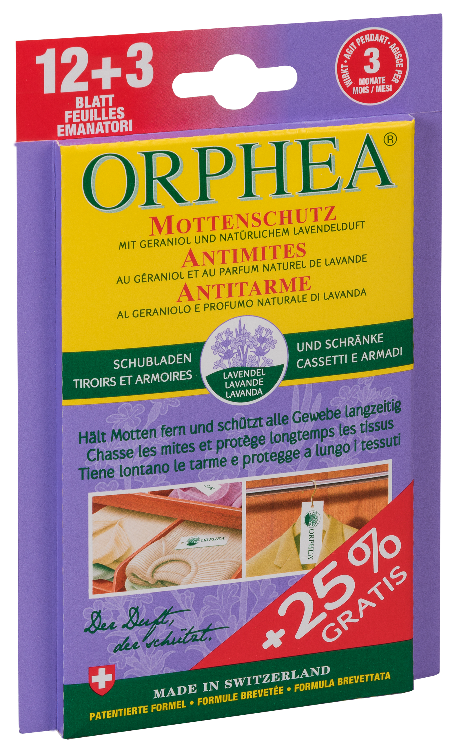 ORPHEA Mottenschutz Blätter Lavendel<br>15 Stück