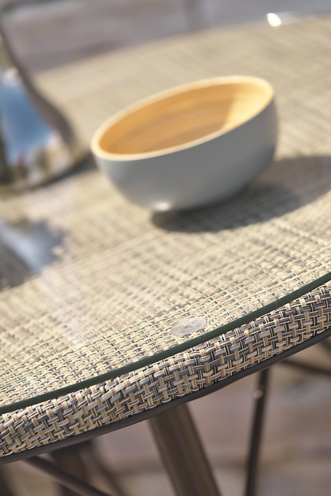 Table de jardin Ushuaia en aluminium coloris marron Ø.70 x H.74 cm