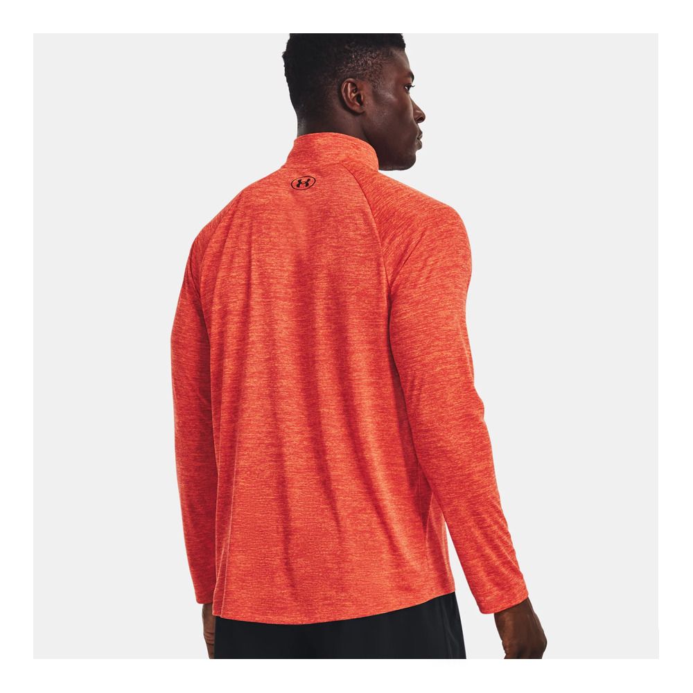 Under Armour UA TECH 2.0 1/2 ZIP - Maillot Homme after burn/orange blast/black