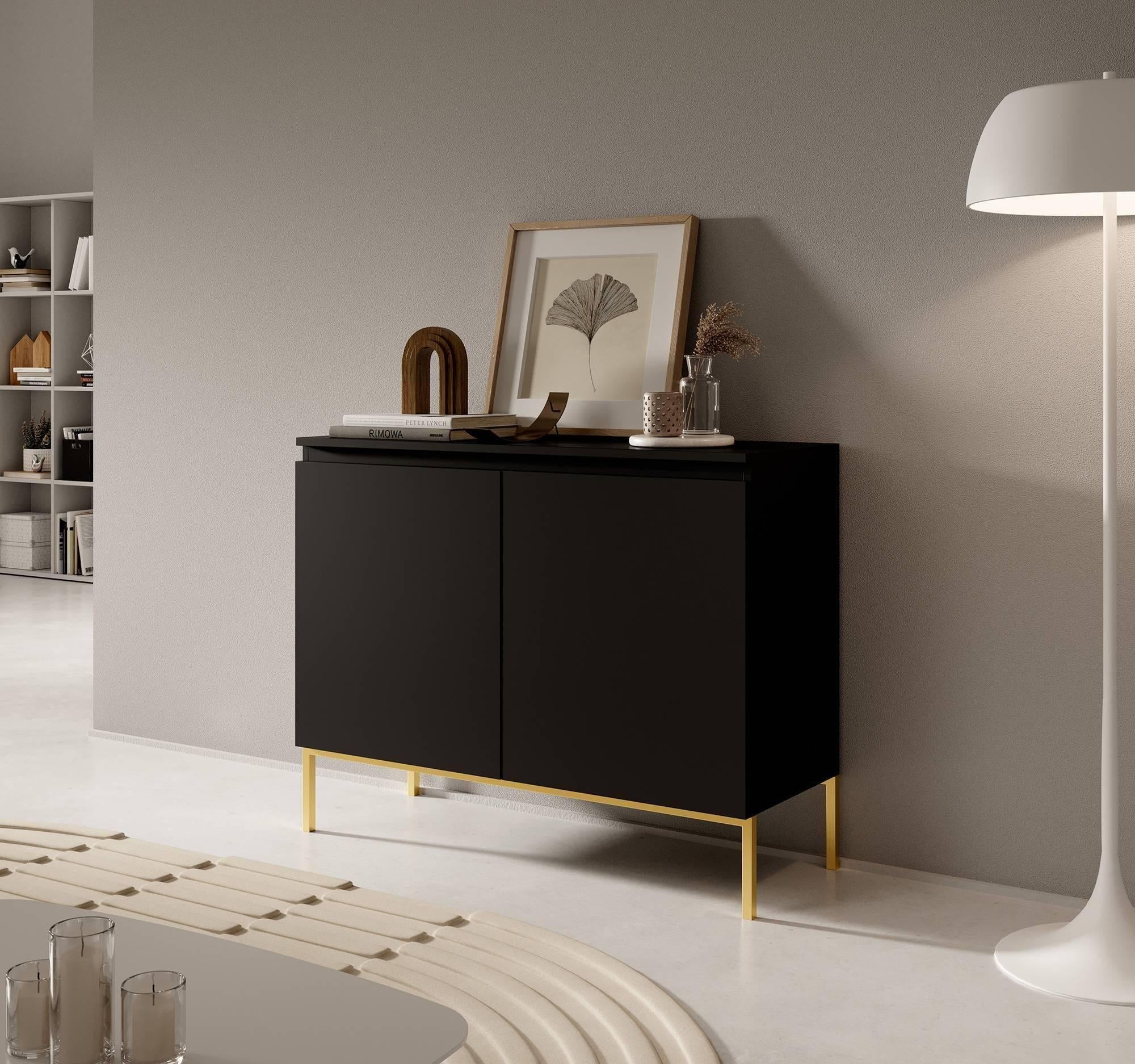 NADUVI Collection Kate Dressoir - B 100 cm - Zwart / Goud