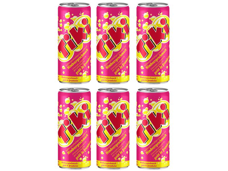 Tiki Soft-Drinks Himbeer 6 x 0.25 l Kohlensäurehaltige Limonade mit Himbeergeschmack