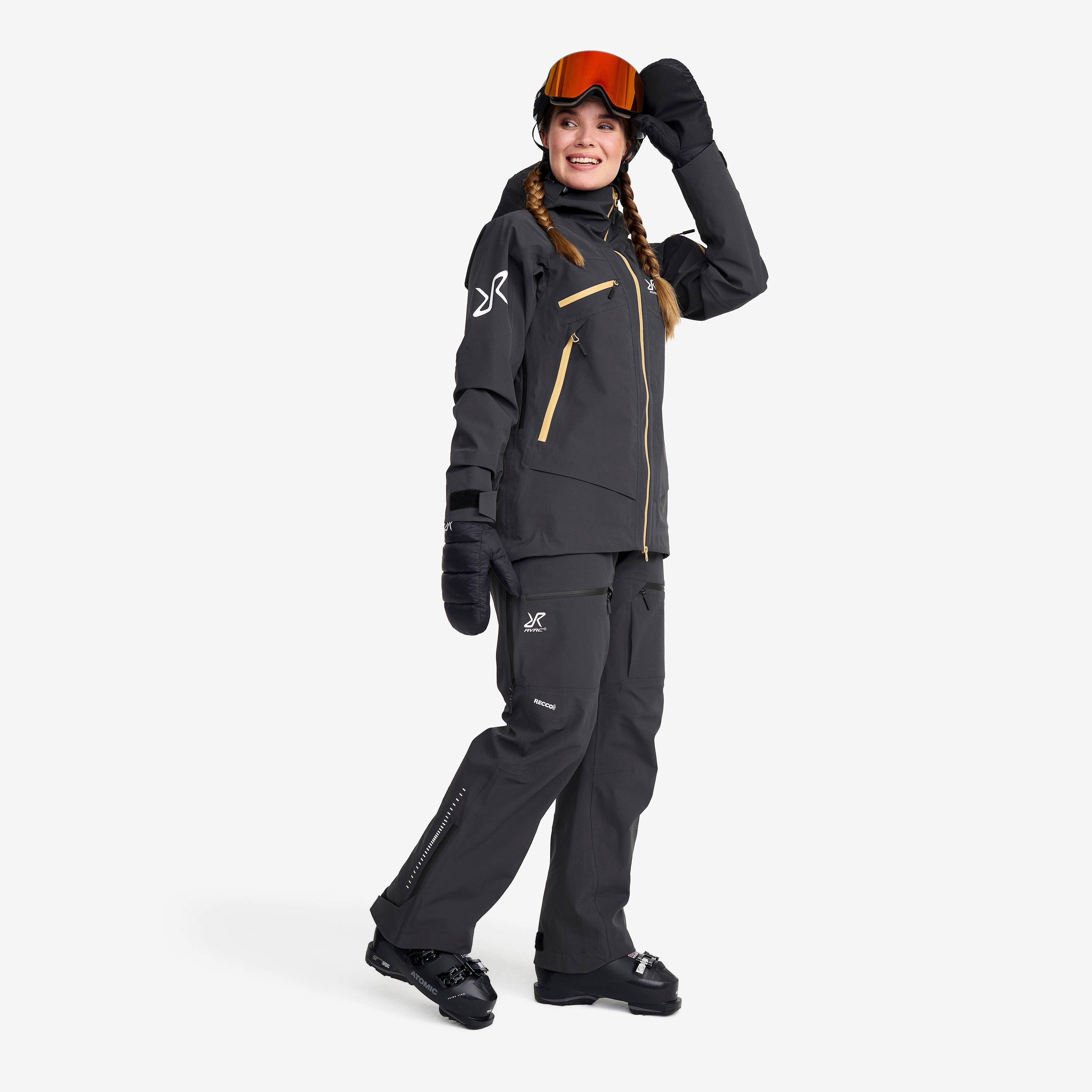 Atlas 3L Ski Bib Pants Dame Anthracite