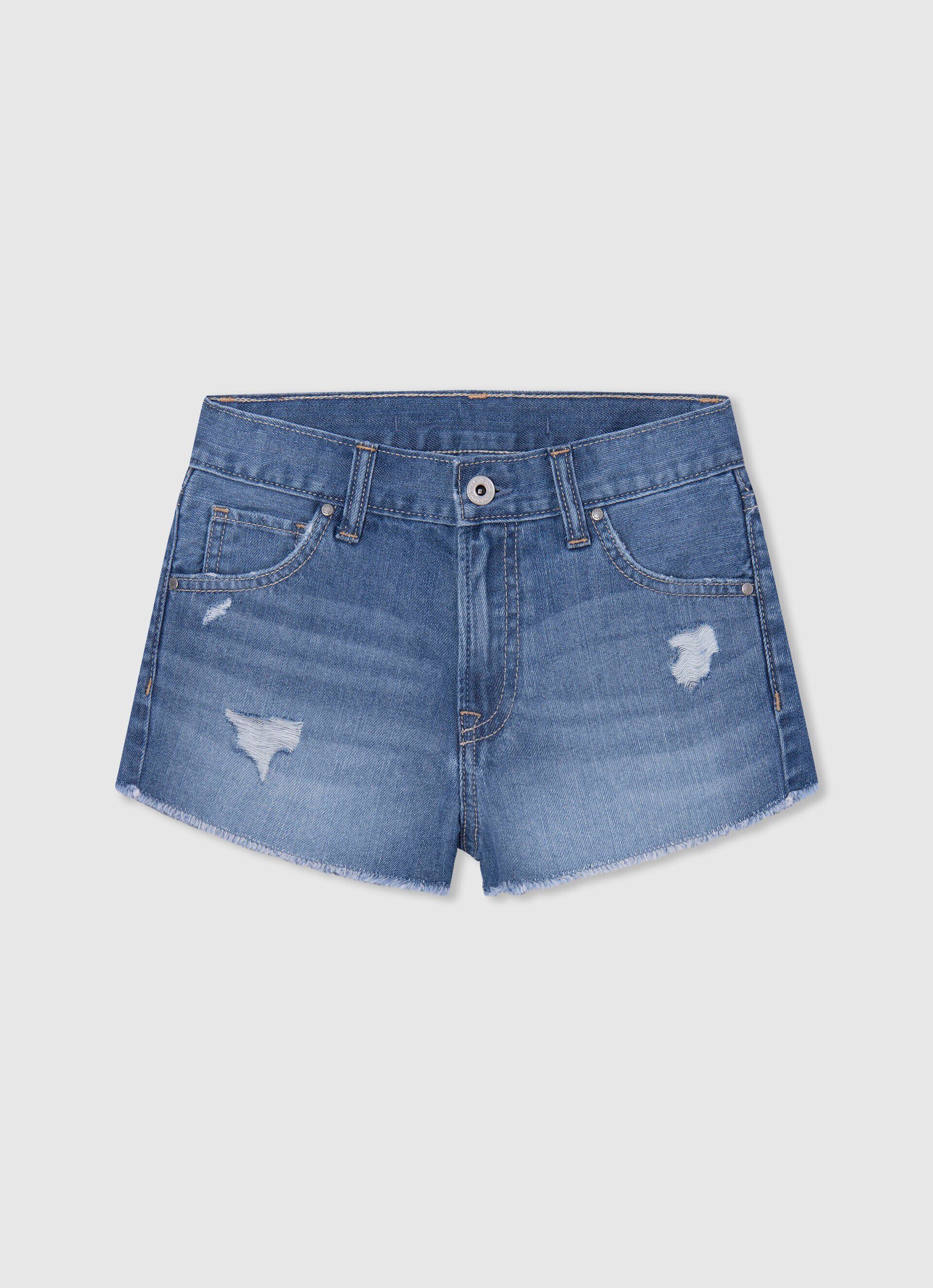 Shorts jeans Patty com detalhes desgastados - jeans
