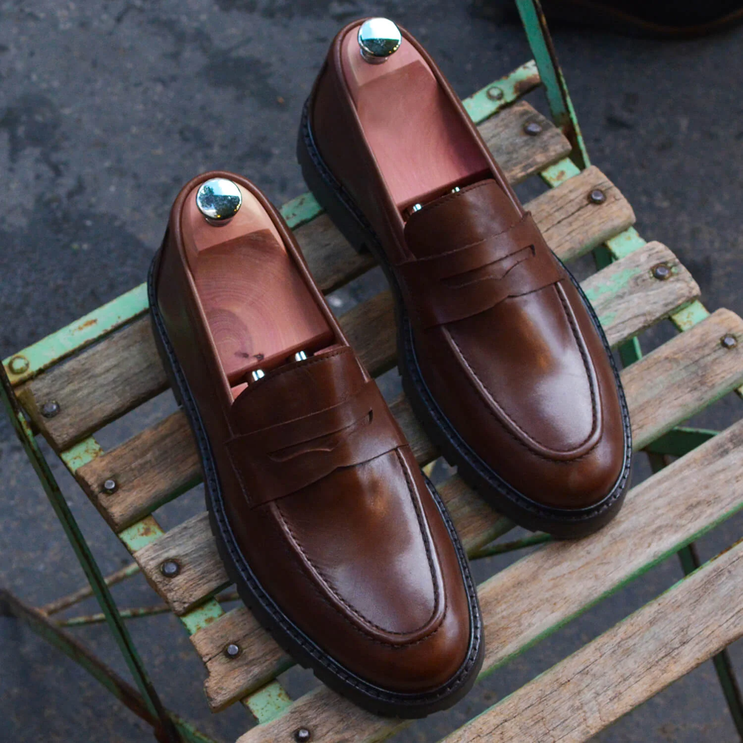 Mika-Mocassin en cuir marron