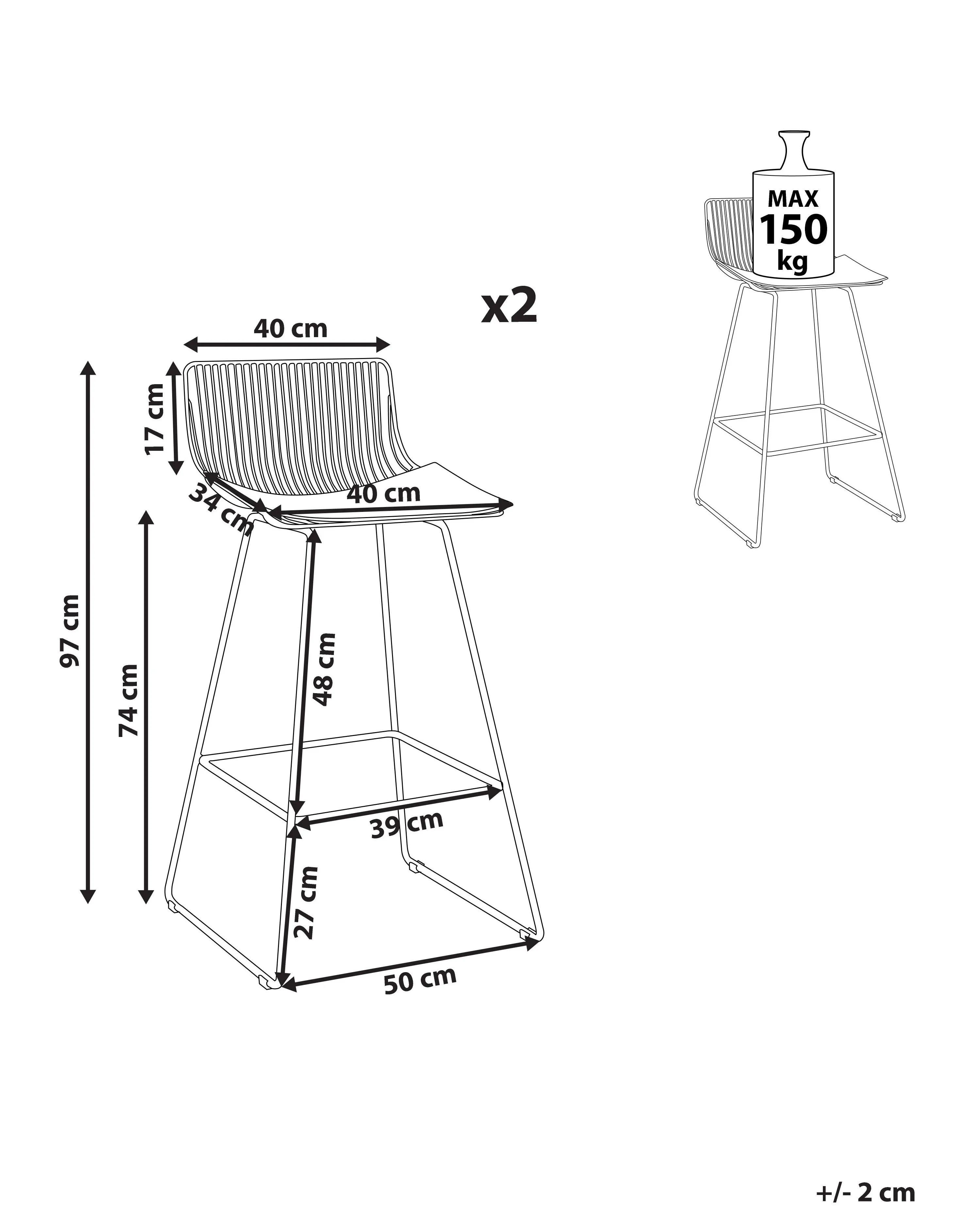 Set van 2 barstoelen FREDONIA Metaal Goud