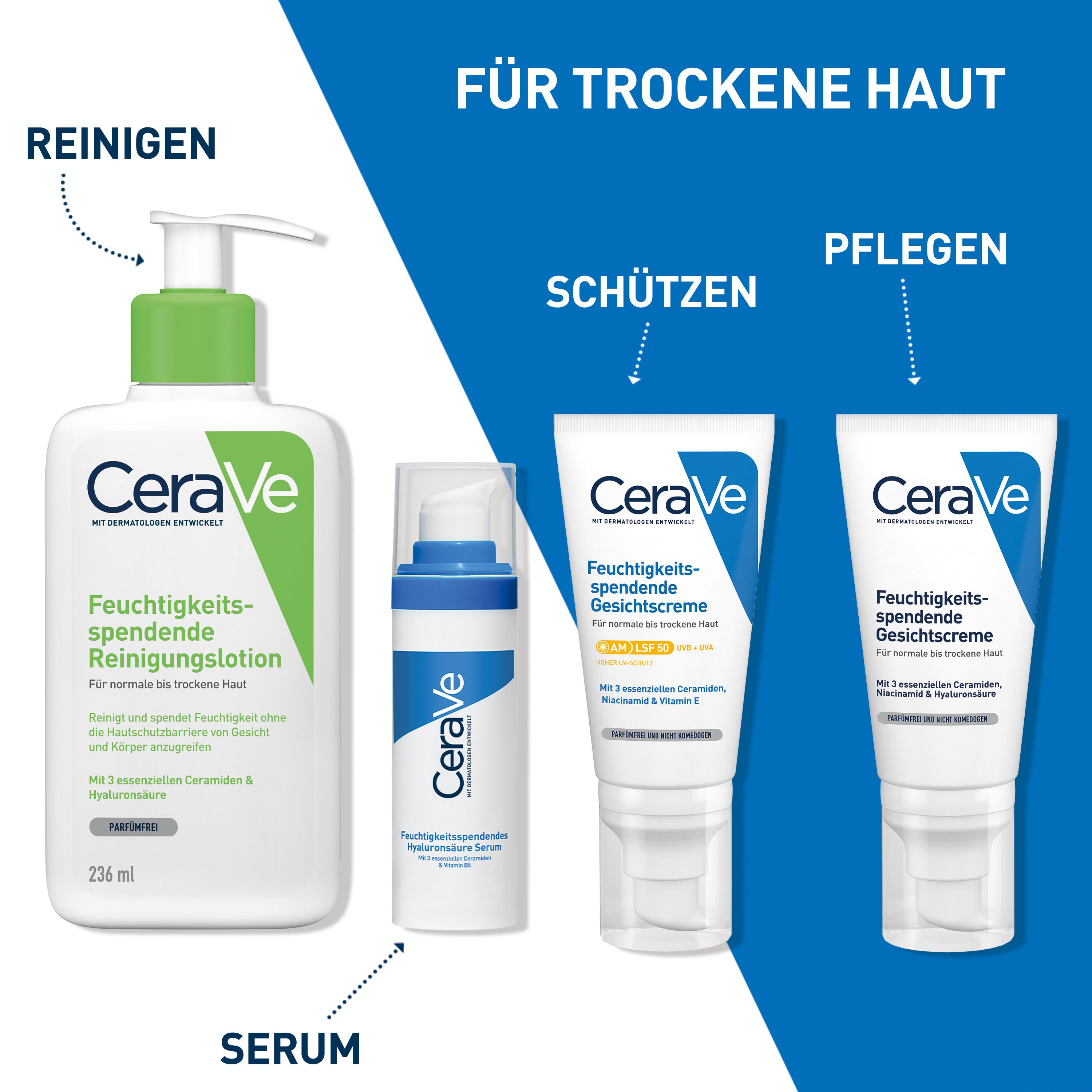 CeraVe Feuchtigkeitsspendendes Hyaluronsäure Serum: Aufpolsterndes Gesichtsserum für trockene bis normale Haut