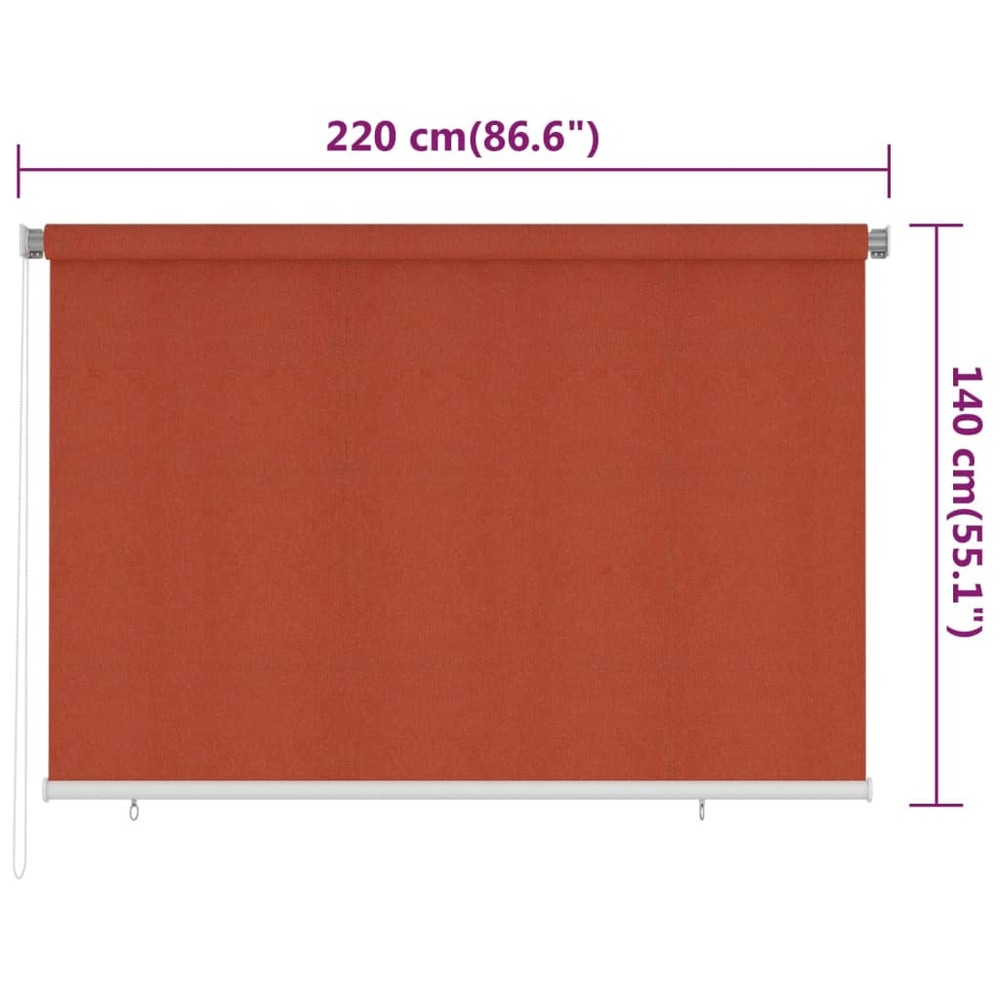 Store roulant d'extérieur 220x140 cm terre cuite pehd