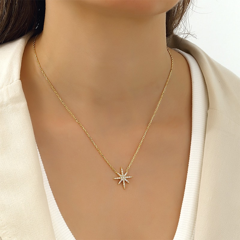 Collier - Argent 925/000 plaqué or & zircons