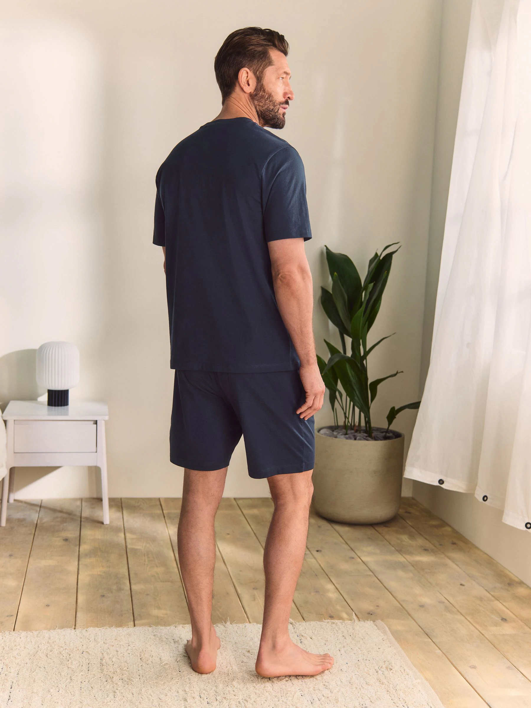 Donkerblauw - Korte jersey pyjamaset