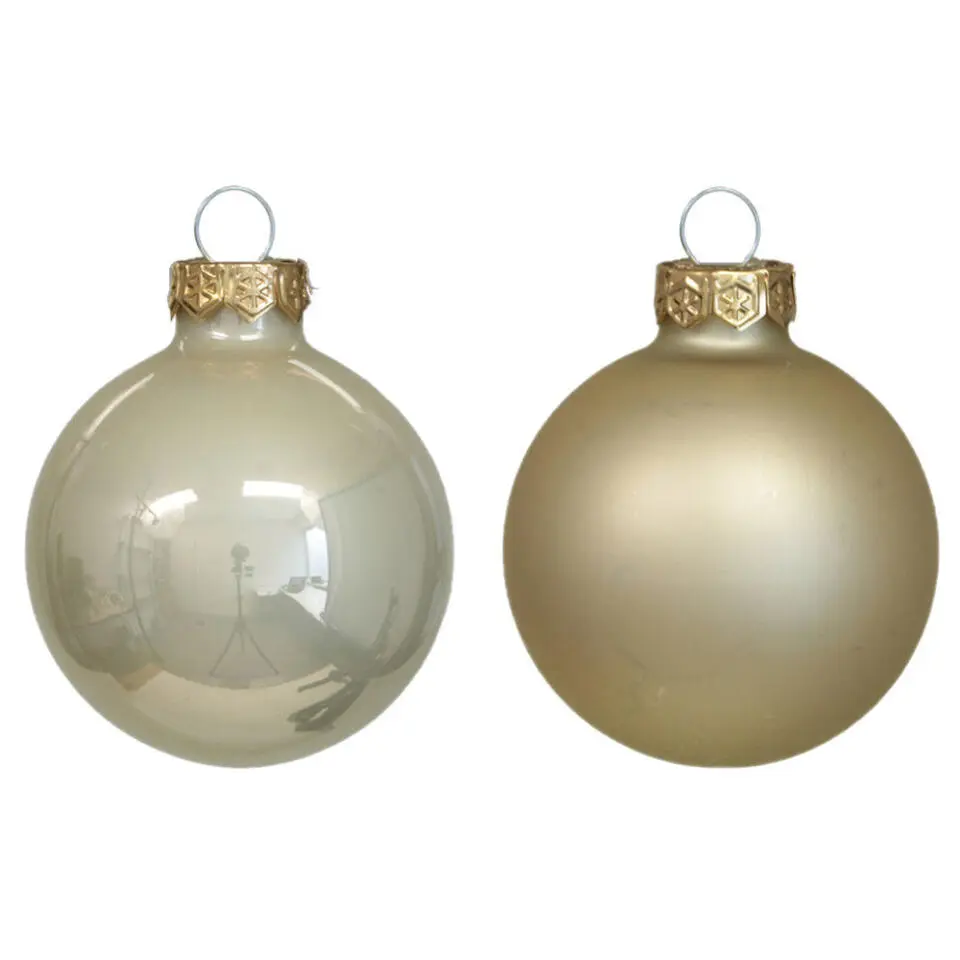 Othmar Decorations Kerstballen 36x - champagne - glas - 6cm