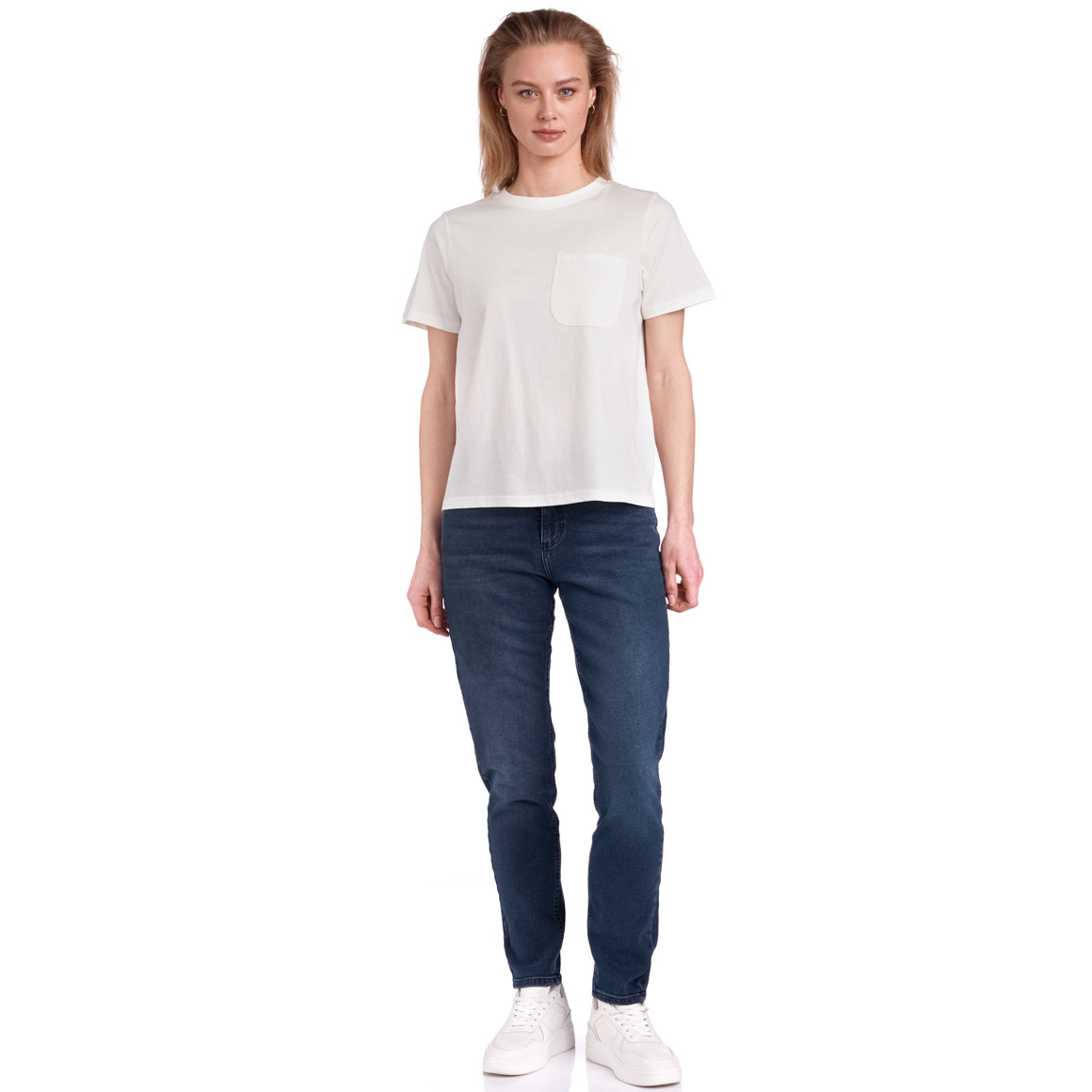 Jonas Nielsen Damen T-Shirt mit Brusttasche weiss