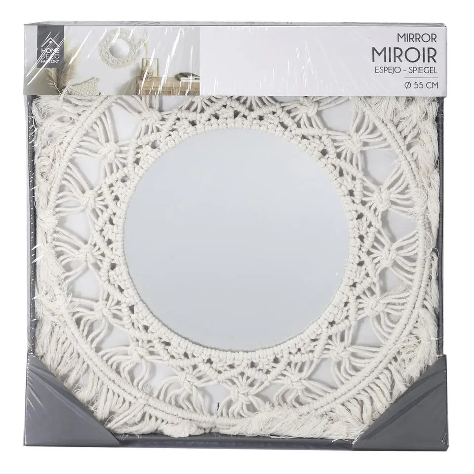 Home Deco Factory Wandspiegel Boho/Ibiza - macrame - rond - D55cm