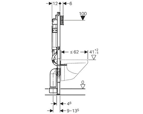 Geberit Duofix inbouwreservoir voor wc met 12 cm reservoir voor geurafzuiging met afvoerlucht, frontbediening 111.364.00.5